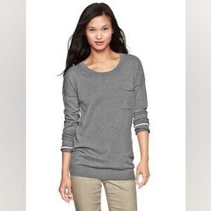 Gap - Luxlight Silk Blend Tipped Pocket Pullover Sweater | Small | Gray